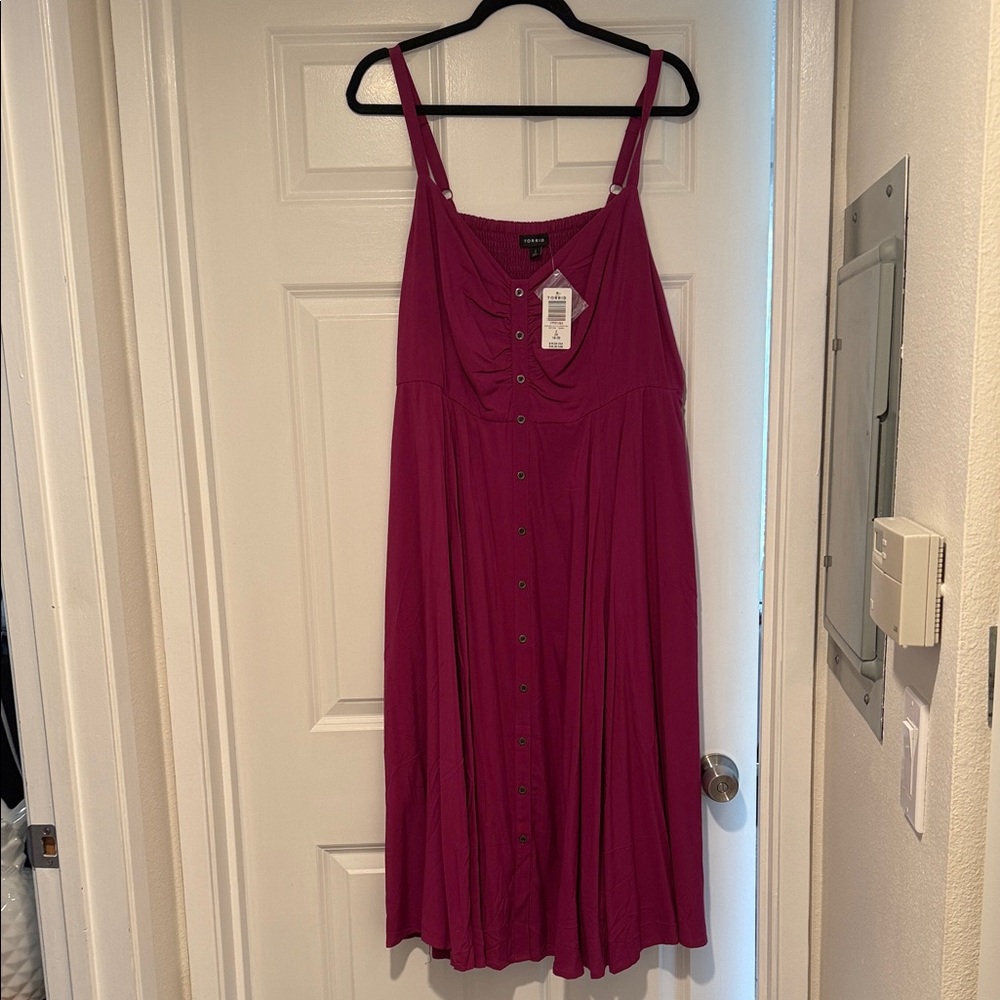 Torrid Fuchsia Button-Front Dress